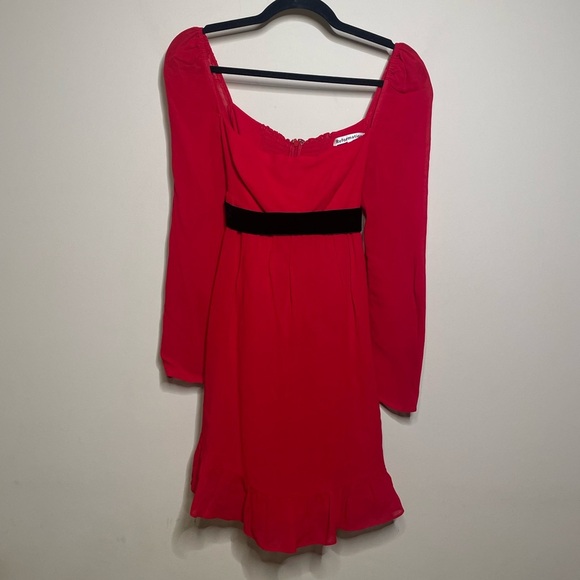Reformation Red Dress with Black Bow - Picture 4 of 8